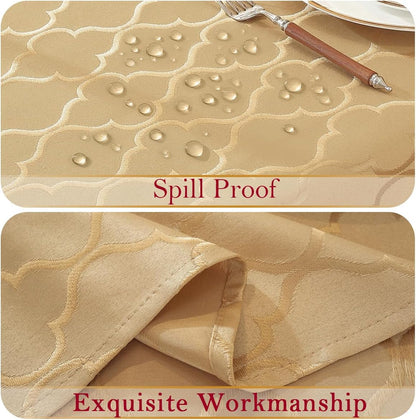 Fall Tablecloth Rectangle, Jacquard, 52" X 70", Gold5