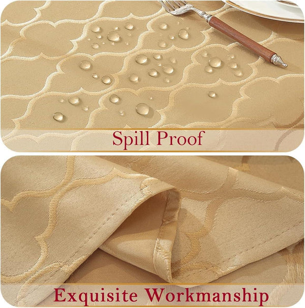 Fall Tablecloth Rectangle, Jacquard, 52" X 70", Gold5