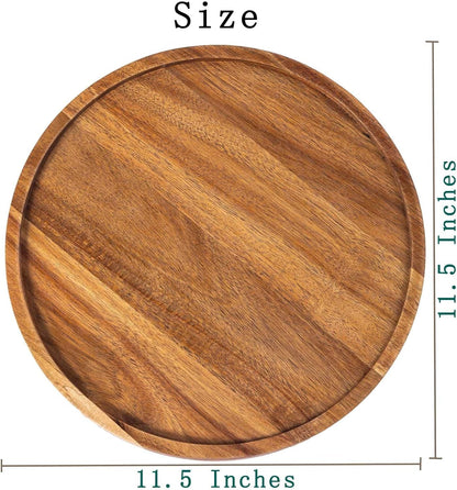 11.5 Inches Candle Holder Tray Home Decor, round Wood Tray for Coffee Table, Small Wooden Serving Decorative Trays for Home3