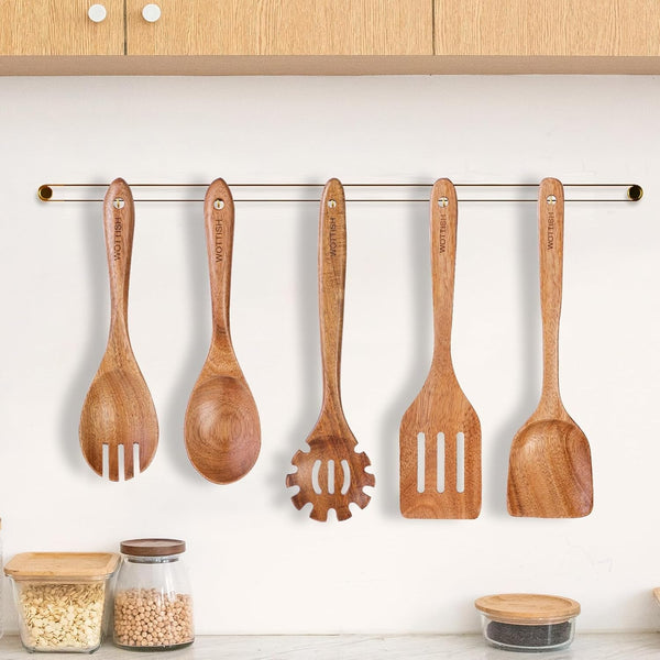 Wooden Kitchen Utensil Set - Natural Solid Wood Spoons, Non-Toxic, Heat Resistant, Non-Scratch and Easy to Clean (A05)8