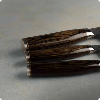 Shun Premier 3 Piece Starter Set | Includes 8" Chef, 4" Paring & 6.5" Utility Knives, VG-MAX Core, Damascus Stainless Steel Cladding, Pakkawood Handle4