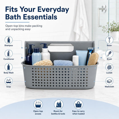Gray Portable Shower Caddy, 2-Compartment Storage Organizer9