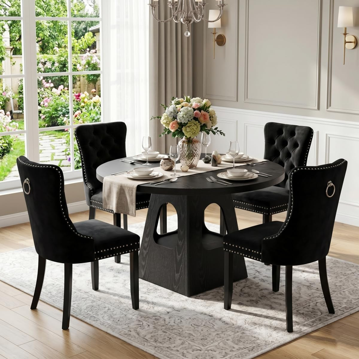 47-black-round-dining-table-set-for-6-round-dining-room-table-set-for-6-with-tufted-nailhead-chairs-arched-pedestal-base-modern-farmhouse-dining-table-set-for-kitchen-entertaining