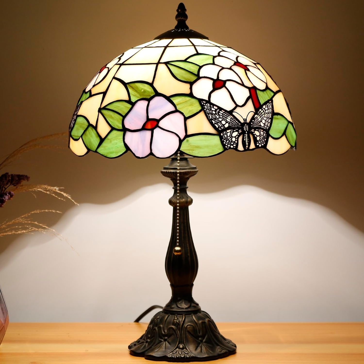 table-lamp-base-replacement-only-a-w-6-h-18-inch-fit-for-8-10-12-inch-tiffany-style-stained-glass-lampshade-dark-bronze-finish-resin-push-switch-on-cord