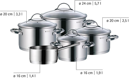 Provence plus Cromargan Pot Set, Silver, 5-Piece3