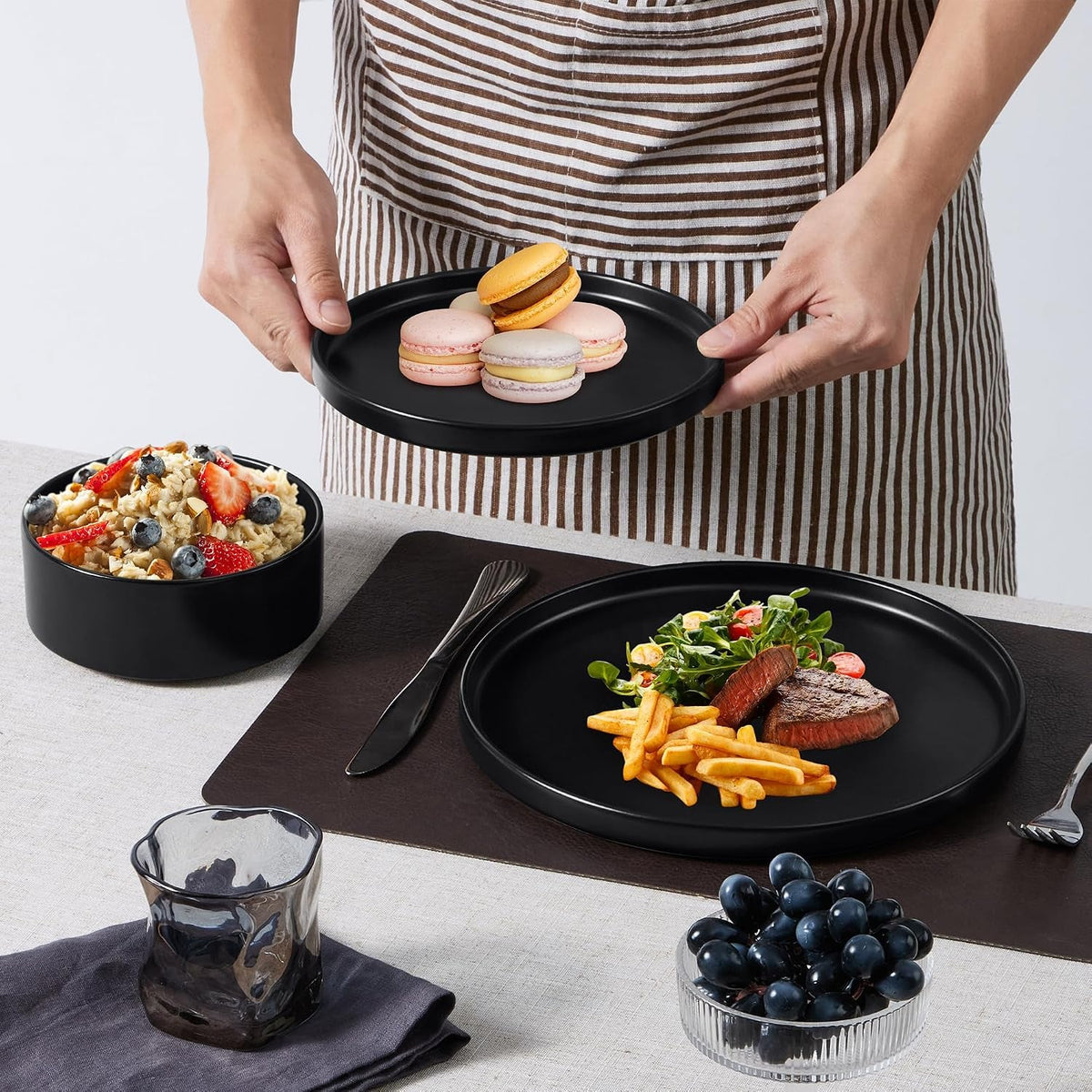 black-dinnerware-sets-for-6-18-piece-stoneware-plates-and-bowls-dish-set-modern-kitchen-dinning-dishware-chip-and-scratch-resistant-microwave-dishwasher-safe-matte-black