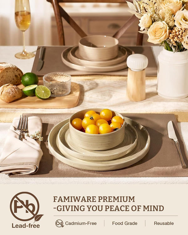 Stoneware Dinnerware Sets, Plates, Bowls, Dishes Set for 83
