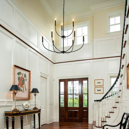 9-Light Black Chandelier for Entryway, Modern Farmhouse Dining Room Light Fixture, Industrial Candle Pendant Light for Foyer Stairway Living Room7