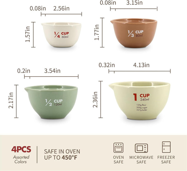 Ceramic Measuring Cups Set of 4, Assorted Colors4