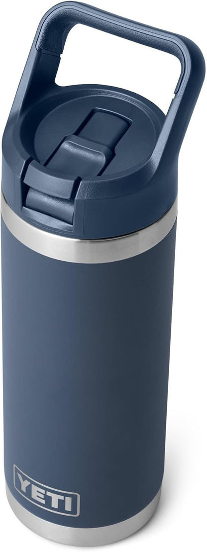 Rambler 18 Oz Bottle, Vacuum Insulated, Stainless Steel with Straw Cap, Navy3