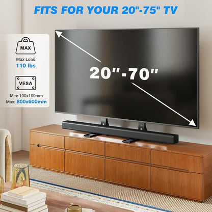 Universal TV Stand Mount for 20-70 Inch Flat Curved Tvs | Height Adjustable Tabletop TV Stand, Replacement TV Feet with Cable Management, Holds 110 Lbs, Max VESA 800X600Mm2