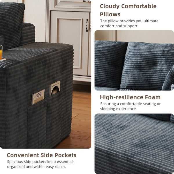 109" Boneless Couches for Living Room, Modular Sectional Sofa with Oversized Chaise, L-Shape Cloud Couch with Deep Seat (Dark Gray, Right Facing Chaise)7
