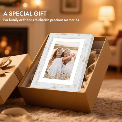 8X10 Picture Frame with Real Glass Wood (Distressed White, 1 Pack)7