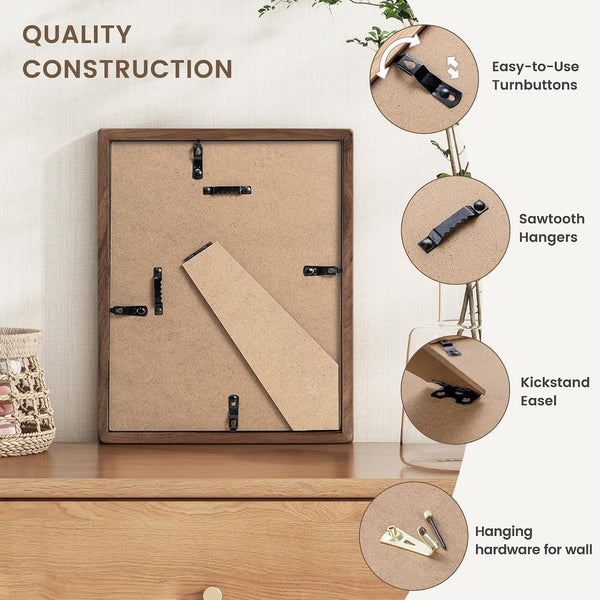4X6 Picture Frame, Usa-Sourced Walnut Wood Photo Frames with HD Tempered Glass, Handcrafted Rounded Corner 4 X 6 Wooden Frame Matted to 3.5X5 Photos, 4X6 Frames, Tabletop or Wall Display6
