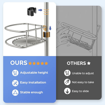 Shower Caddy Tension Pole: 4 Tier Corner Bathroom Organizer3