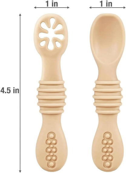 6 Pack Silicone Baby Spoons, First Stage Self Feeding Utensils | Soft Silicone Tip, Shallow Spoon Design, Easy Grip Handle, 6+ Months First Stage Self Feeding, Baby Led Weaning, BPA Free3