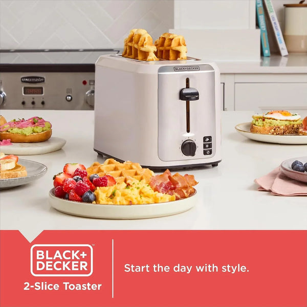BLACK+DECKER 2-Slice Toaster with Extra-Wide Slots, Baked Stone | Extra-Wide Toaster with 7 Shade Settings, Bagel Mode, Frozen Function and Removable Crumb Tray.4