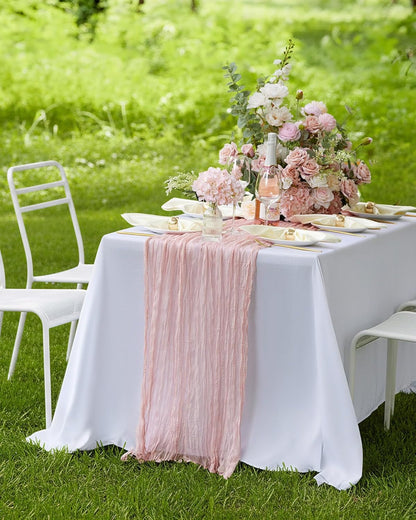 2-Pack Cheesecloth Table Runner, 120'' Easter Spring Boho Gauze Table Cloth Decorations for Party, Baby Shower, Wedding and Farmhouse, Fabric Room Decor, Dusty Pink | Easter Spring Party, Wedding, Baby Shower, Boho Decor, Gauze Table Runner7