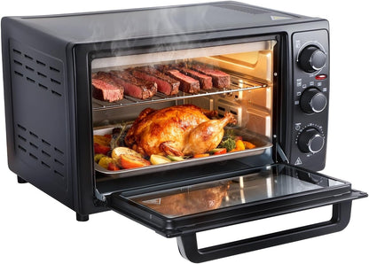 34QT Air Fryer Toaster Oven Combo - 1500W Multi-Functional Countertop Convection Oven & Airfryer with Rotisserie, Dehydrator, Crispy Roast, Black Black1