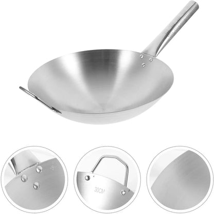Non-Stick Wok Stainless Steel Frying Pan Long Handle Big Pan for Induction6