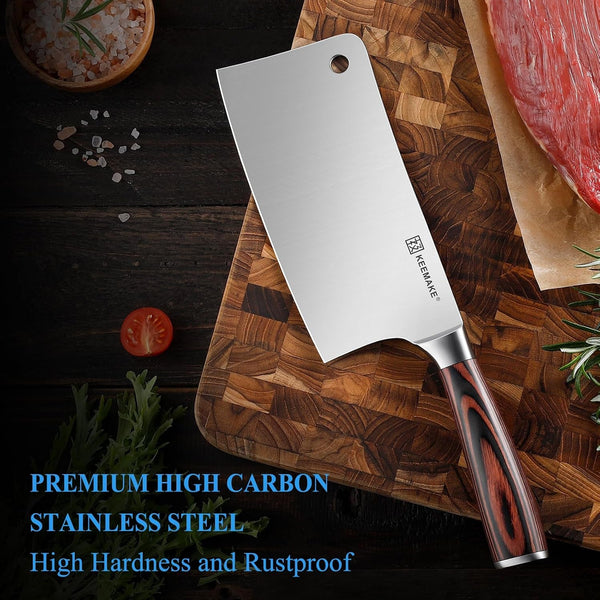 Cleaver Meat Knife 7 Inch, Heavy Duty with German High Carbon Stainless Steel 1.4116 Chopper Vegetable Knife with Ergonomic Pakkawood Handle Gift Box6