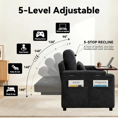 73" Sleeper Sofa, Convertible Sofa Bed with Pull Out Couch, Black5