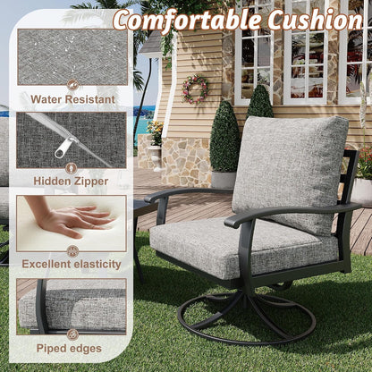 Patio Furniture Sets 7 PCS Outdoor Metal Conversation Sets, 360 Degree Swivel Rocking Chairs Patio Conversation Set with Ottomans, Coffee Side Table and 3-Seat Sofa for Garden, Deck, Poolside4