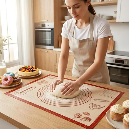 Silicone Baking Pastry Dough Mat - 28X20Inch Extra Large Cookie Bread Rolling Mats Sheet, Nonstick Kitchen Counter Kneading Board, Thick Reusable Pie Cookies Pizza Fondant Making Matt with Measurement1