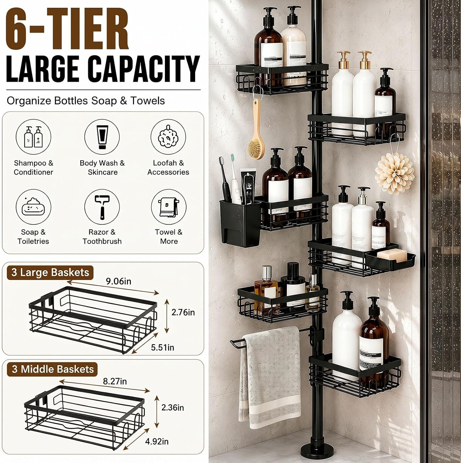 6-tier-corner-shower-caddy-tension-pole-rustproof-shelves-black