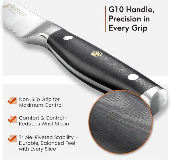 8-Inch Bread Knife – Serrated High Carbon German Stainless Steel Blade for Bread, Bagels & Pastries – Ergonomic Handle, Rust-Resistant, Ultra-Sharp Edge – Ideal for Home Bakers and Chefs.4