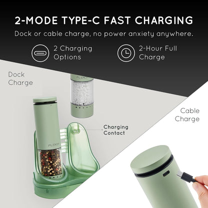 Rechargeable Electric Salt and Pepper Grinder Set with Charging Base5