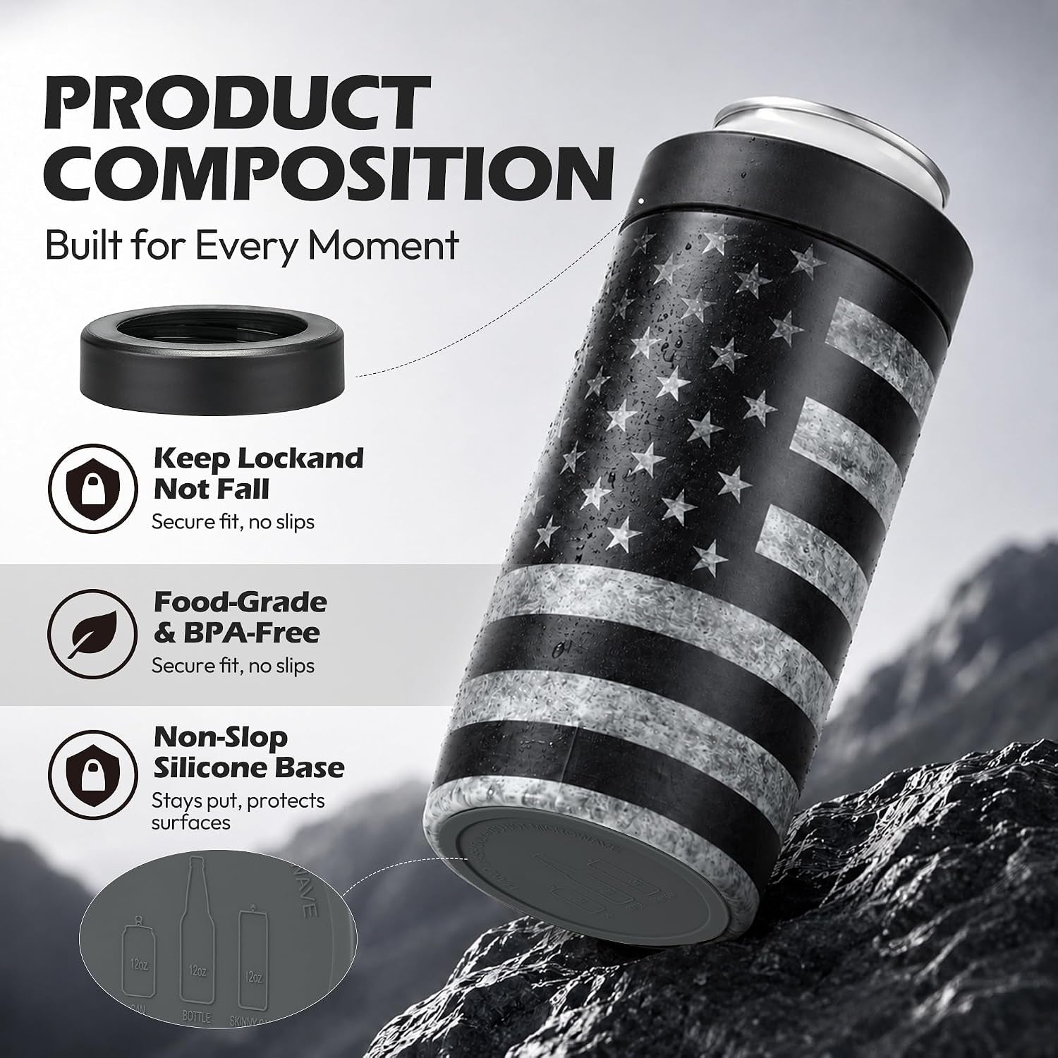 4-in-1-slim-can-cooler-easy-to-hold-insulated-beer-can-holder-double-walled-stainless-steel-for-all-12-oz-cans-black-america-flag-2