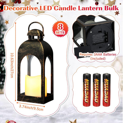 8 Pcs 10 Inch LED Candle Lantern Indoor Outdoor, Dark Bronze2