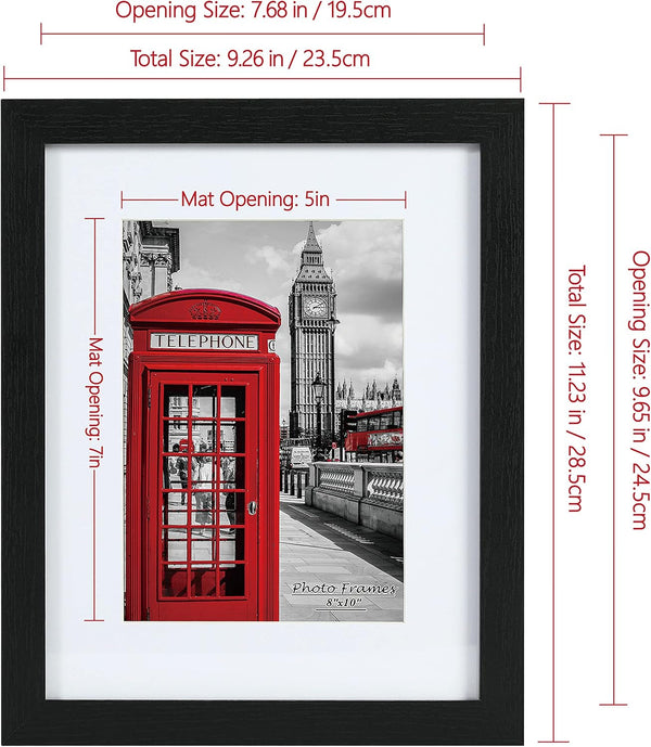 8X10 Picture Frame Set of 6,Wall or Tabletop Display,Black Woodgrain6