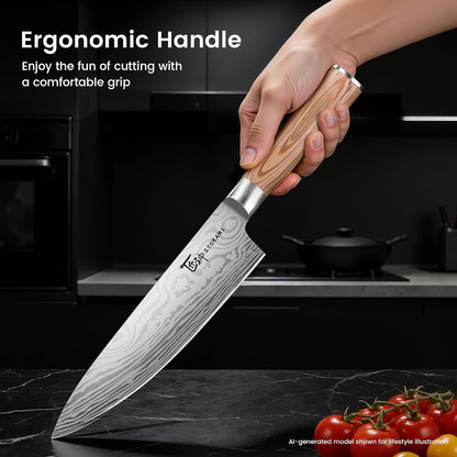 2026 Upgrade Japanese Kitchen Knife Set with Torii-Style Block | 14-Pieces Knife Set for Kitchen, German DIN1.4116 Steel, Ergonomic Handle, Sharp Edge, Magnetic Knife Holder, Ideal Gift6