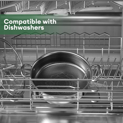 5Qt Hybrid Sauté Pan with Lid, Nonstick Braiser, Chicken Fryer | Non-Toxic Coating Pot, Dishwasher & Oven Safe, Induction Ready, Dual Cool Handle, 3-Ply Stainless Steel Clad for Fast Heat7