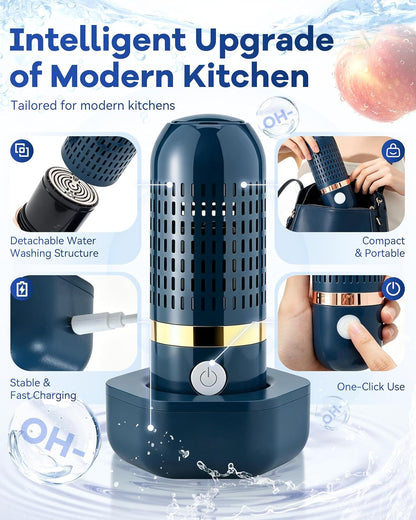 Produce Cleaner, Upgraded Vegetable and Fruit Cleaner, Powered by Oh-Ion Technology, Rechargeable Clean in 10 Minutes, Extend Shelf Life, No Chemicals, Ipx7 Waterproof for Meat Seafood，Blue7