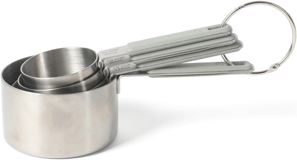 Calphalon Prime Measuring Cups, 4-Piece Stainless Steel Measuring Cup Set with Taupe Silicone Handles, Accurate Kitchen Measuring Tools for Dry & Liquid Ingredients1