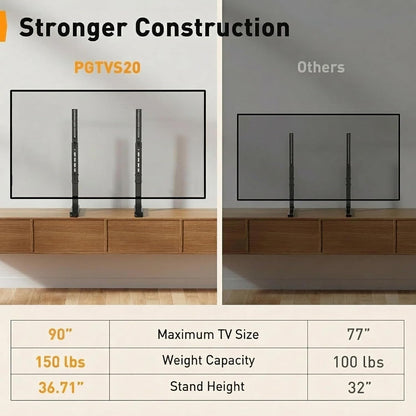 Universal TV Stand Legs for 37–90 Inch Tvs up to 150 Lbs | 8 Height Adjustable, TV Legs Replacement Suitable for Soundbar, Max VESA 800 X 500Mm,Livingroom & Bedroom, PGTVS206