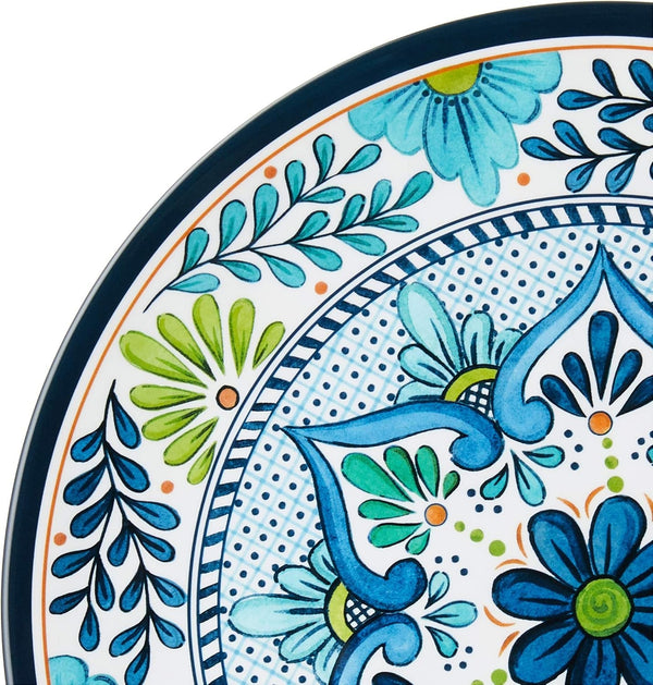 Talavera Melamine 12-Piece Dinnerware Set – Multicolored Plates and Bowls for 4, Spanish Tile-Inspired, Durable, Lightweight, Shatterproof, Dishwasher Safe, Indoor Outdoor Tableware6