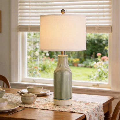 23.5" Bedside Lamps Set of 2,Green Ceramic Table Lamp for Bedroom4