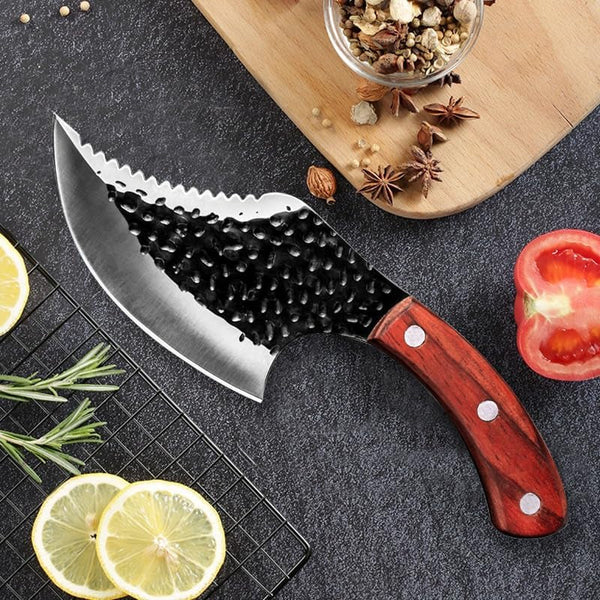 Meat Cleaver Knife, Forged Small Scimitar to Cut Meat Butcher and Boning Knife Hammered Household Outdoor Sliced Fish Slaughter Small Kitchen Knife3