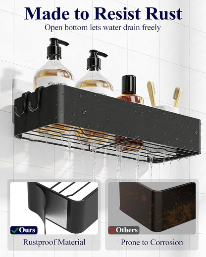 Shower Caddy Adhesive, Stylish Shower Organizer, Large, Black5
