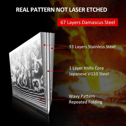 Chef Knife 8 Inch, Damascus Kitchen Knife with G10 Handle4