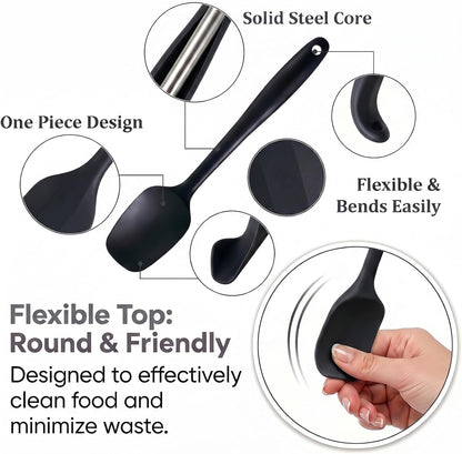 Silicone Spatula Set 9Pcs, Heat Resistant 572°F, Food-Grade Silicone, Bpa-Free for Baking, Cooking & Mixing, Non-Stick, Dishwasher Safe, Rubber Spatulas & Baking Spatula Set, Black3