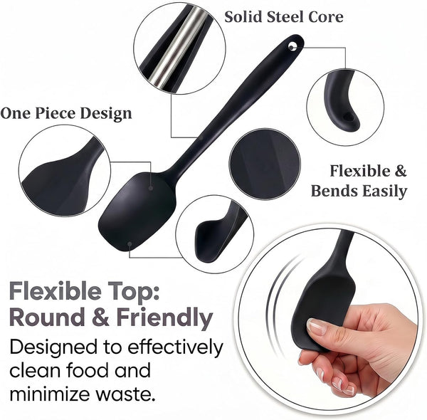 Silicone Spatula Set 9Pcs, Heat Resistant 572°F, Food-Grade Silicone, Bpa-Free for Baking, Cooking & Mixing, Non-Stick, Dishwasher Safe, Rubber Spatulas & Baking Spatula Set, Black3