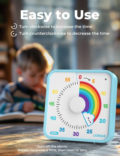 7.5-Inch Large Visual Timer, 60-Minute Classroom Timer Magnetic | Non-Ticking, 3-Level Volume, 3 Alarm Modes, Kids Countdown Timer for Classroom Kitchen Office ADHD, AA Batteries Included3