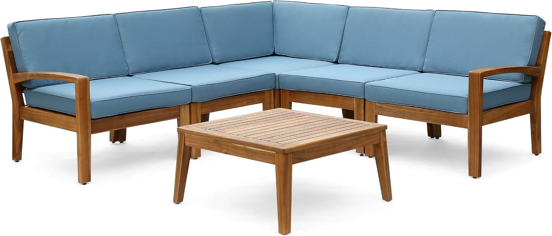 great-deal-furniture-noble-house-grenada-outdoor-acacia-wood-5-seater-sectional-sofa-set-teak-blue