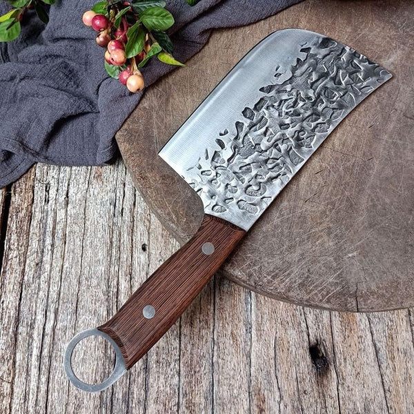 Meat Cleaver,Cleaver Knife 6.7 Inch Forged Butcher Knife Slaughter Cleaver Kitchen Slicing Carving Knives Sharp Vegetable Meat Cutting with Wood Handle1