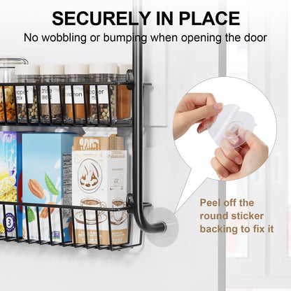 over the Door Pantry Organizer, 6-Tier Metal Pantry Door Organization and Storage, Hanging Kitchen Basket Spice Rack Seasoning Shelves, Cabinet Door Organizer for Easy Install,D5Xw18Xh50Inch4